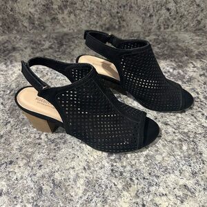 Women's Black Peep-Toe High Heels Size 6, 3” Heel